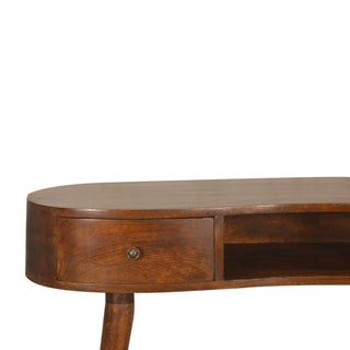 Wave Desk, Mango Wood, 2 Drawers and 2 Open Slots, Chestnut Finish