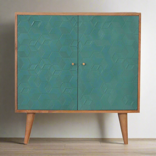 Acadia Mango Wood Cabinet, Teal