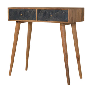Mango Wood 2-Drawer Console Table, Navy