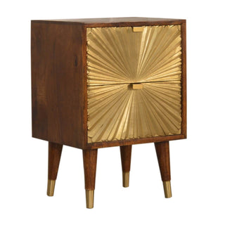 Manilla 2 Drawer Bedside Table, Brass Plated