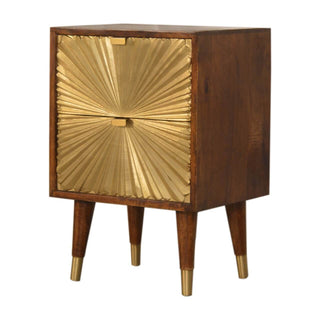 Manilla 2 Drawer Bedside Table, Brass Plated
