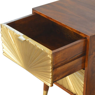 Manilla 2 Drawer Bedside Table, Brass Plated