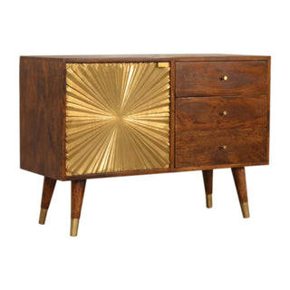 Manilla 3-Drawer Sideboard in Mango Wood with Brass Accents