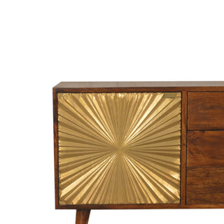Manilla 3-Drawer Sideboard in Mango Wood with Brass Accents