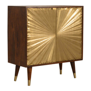 Mango Wood Manilla Cabinet with Brass Plated Fronts