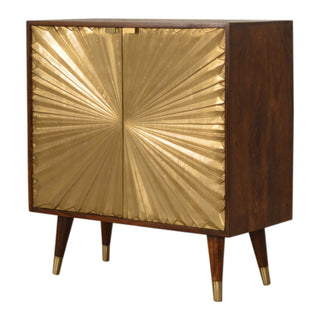 Mango Wood Manilla Cabinet with Brass Plated Fronts
