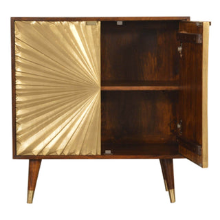 Mango Wood Manilla Cabinet with Brass Plated Fronts