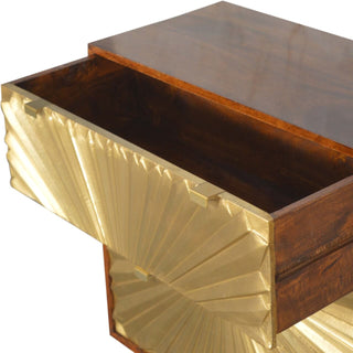 Mango Wood Manilla 3-Drawer Chest with Brass Plated Fronts