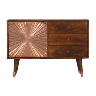Manila 3-Drawer 1-Cabinet Mango Wood Sideboard, Copper-Plated