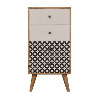 Diamond Printed 4 Drawer Tallboy, Mango Wood