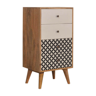 Diamond Printed 4 Drawer Tallboy, Mango Wood