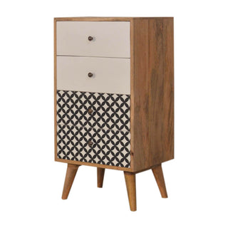 Diamond Printed 4 Drawer Tallboy, Mango Wood
