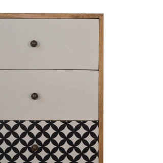 Diamond Printed 4 Drawer Tallboy, Mango Wood