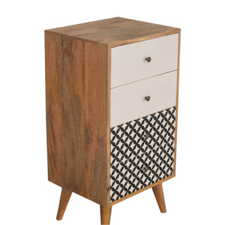Diamond Printed 4 Drawer Tallboy, Mango Wood