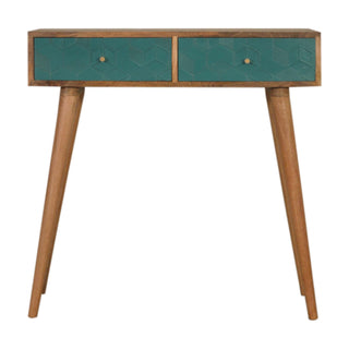 Mango Wood 2-Drawer Console Table, Teal