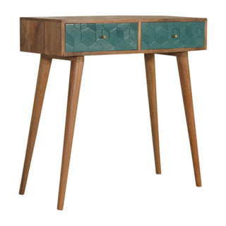 Mango Wood 2-Drawer Console Table, Teal