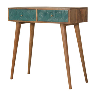 Mango Wood 2-Drawer Console Table, Teal