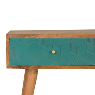 Mango Wood 2-Drawer Console Table, Teal