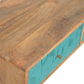 Mango Wood 2-Drawer Console Table, Teal