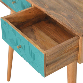 Mango Wood 2-Drawer Console Table, Teal