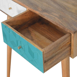 Mango Wood Two-Tone Console Table, Teal & White