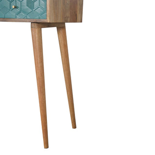 Mango Wood Two-Tone Console Table, Teal & White