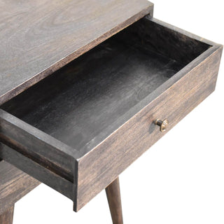 Mango Wood Bedside Table with 2 Drawers, Ash Black Finish