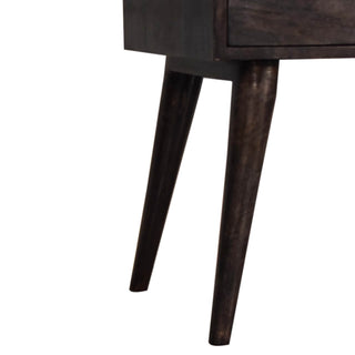 Mango Wood Bedside Table with 2 Drawers, Ash Black Finish