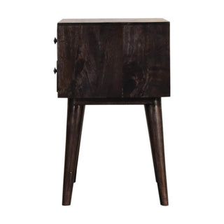 Mango Wood Bedside Table with 2 Drawers, Ash Black Finish