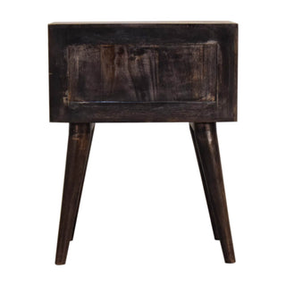 Mango Wood Bedside Table with 2 Drawers, Ash Black Finish