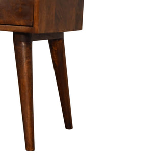 Mango Wood Bedside Table with 2 Drawers, Chestnut Finish
