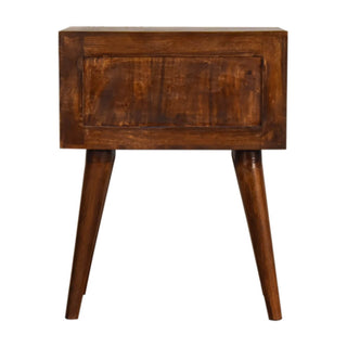 Mango Wood Bedside Table with 2 Drawers, Chestnut Finish