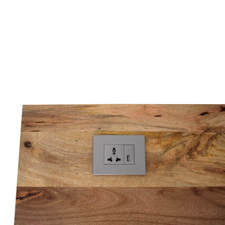 Mango Wood Desk with 2 Drawers, Socket & USB Port