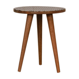 Mango Wood Diamond Print End Table