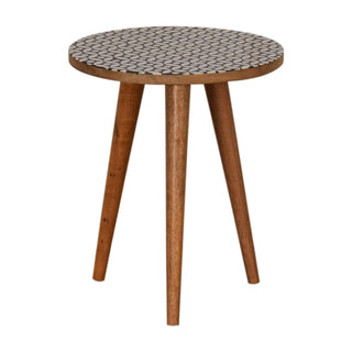 Mango Wood Diamond Print End Table