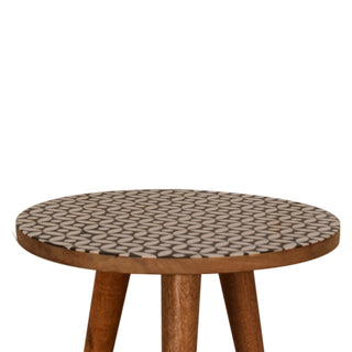 Mango Wood Diamond Print End Table
