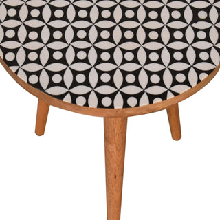 Mango Wood Diamond Print End Table
