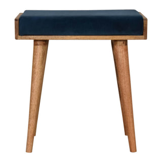 Velvet Tray Bench with Mango Wood Frame in Teal