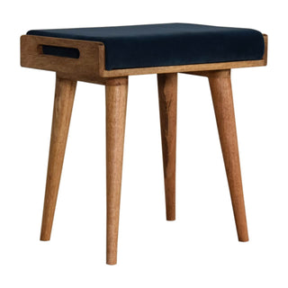 Velvet Tray Bench with Mango Wood Frame in Teal
