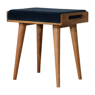 Velvet Tray Bench with Mango Wood Frame in Teal