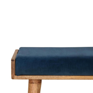 Velvet Tray Bench with Mango Wood Frame in Teal