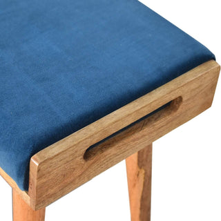 Velvet Tray Bench with Mango Wood Frame in Teal