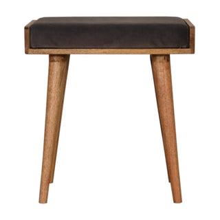 Mango Wood Upholstered Tray Bench in Grey