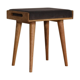 Mango Wood Upholstered Tray Bench in Grey