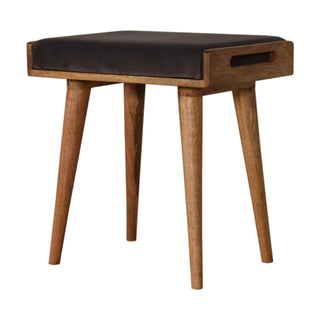 Mango Wood Upholstered Tray Bench in Grey