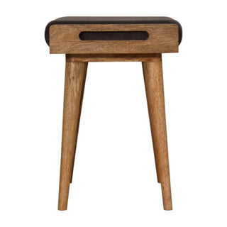 Mango Wood Upholstered Tray Bench in Grey