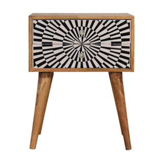 Mango Wood Raine Bedside Table with Screen Printed Drawer