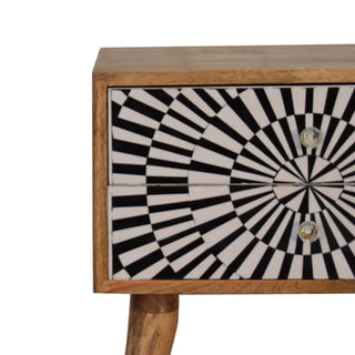 Mango Wood Raine Bedside Table with Screen Printed Drawer