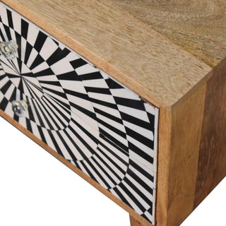 Mango Wood Raine Bedside Table with Screen Printed Drawer