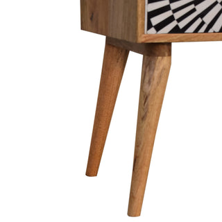 Mango Wood Raine Bedside Table with Screen Printed Drawer
